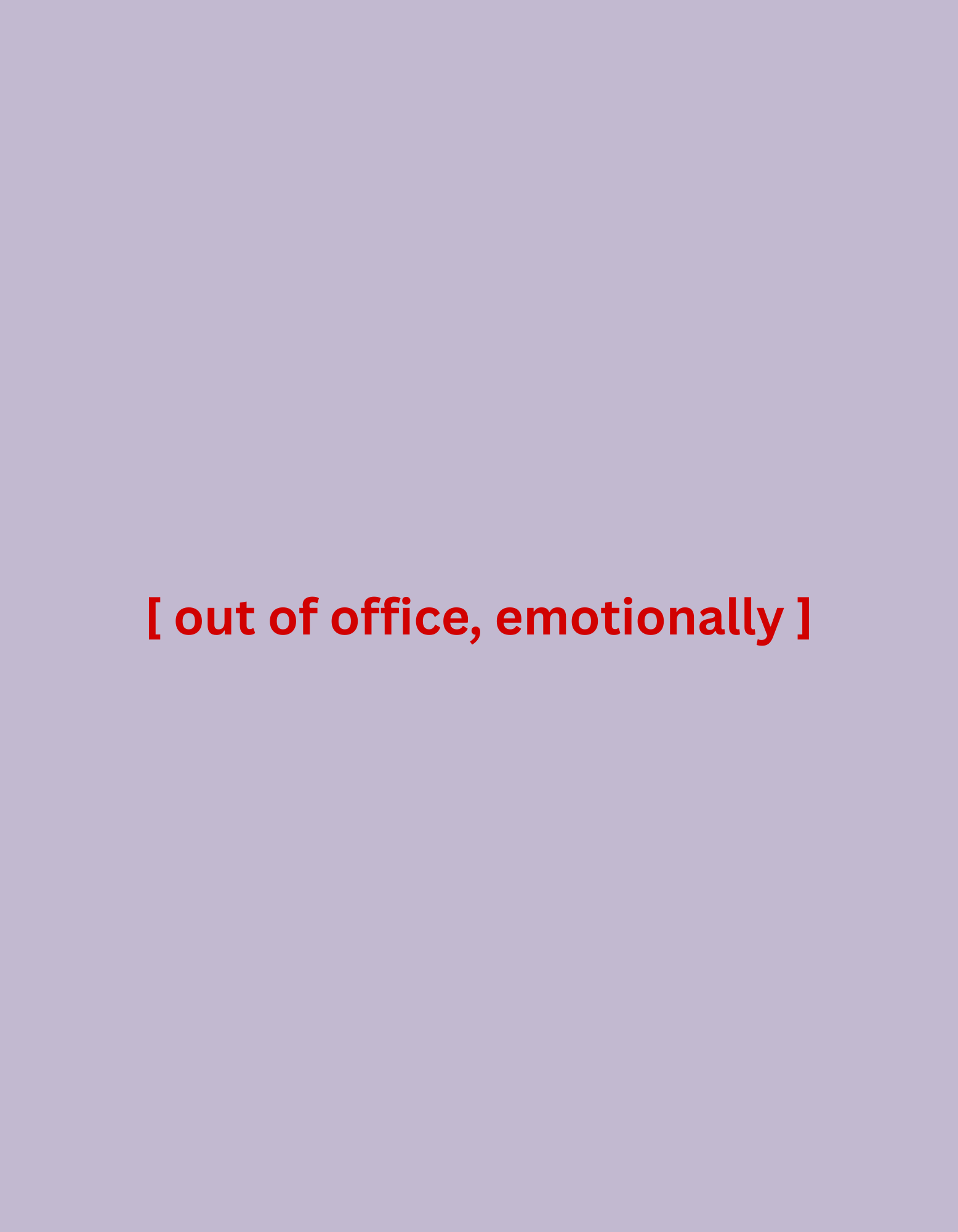 Close-up of the “Out of Office, Emotionally” cropped tee by Office Off-Duty in orchid. Minimal red type printed across the chest, balancing clean design with quietly chaotic energy.