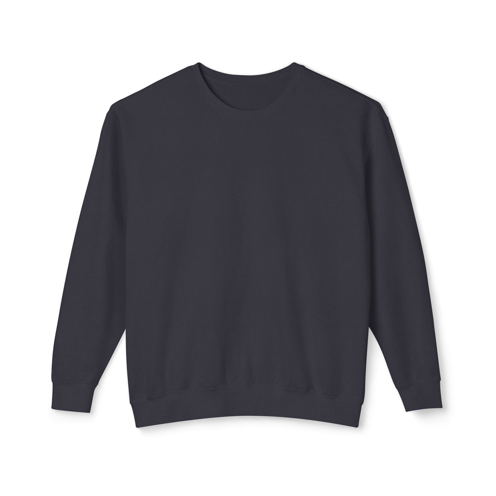 Front view of the “Stealth Mode” sweatshirt by Office Off-Duty in black. A minimalist, 100% ring-spun cotton crewneck designed for focus, privacy, and the soft power of staying low-key.